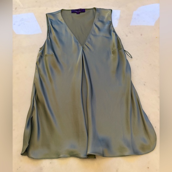 Ralph Lauren Collection Purple Label Satin Blouse Green Sleeveless Dress Top 10 - Picture 5 of 8
